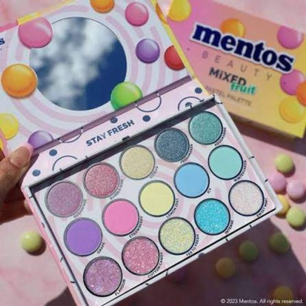 Rude Cosmetics x Mentos Beauty Mixed Fruit Pastel Eyeshadow Palette 15 Shades